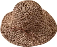 Frauen Strohhut Damen Sonnenhut Atmungsaktiv Sommerhut Sonnencreme  Faltbar Fischerhut   Kaffee