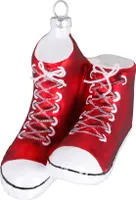 Christbaumschmuck Glas Sneaker 9cm rot / weiß