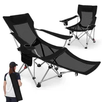SUNULA Campingstuhl Faltbar Campingstuhl mit Beinauflage, Klappstuhl mit Liegefunktion, Schwarz