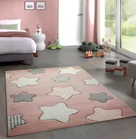 Kinderteppich Spielteppich Babyteppich Mädchen Sterne rosa Größe - 200 x 290 cm