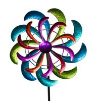 4 x Windrad Gartendeko Gartenstecker Blume Windspiel Taubenschreck 3D Windmühle