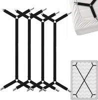 ALSTER HERZ® 4 Stück verstellbarer Bettlakenspanner mit Metallclips, H0374