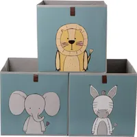 3er Set Aufbewahrungsboxen für Kinder Spielzeugkiste für Würfelregale blau