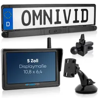 omniVID® Solar 6 Premium Rückfahrkamera-System mit Parksensoren, Kabellos mit 5 Zoll Monitor u. solarbetriebender Kamera zum Nachrüsten
