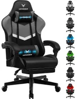 LUCKRACER Herní židle Kancelářská židle Ergonomická s bederní opěrkou hlavy, výškově nastavitelná herní židle 150kg, zatížitelná, podnožka šedá