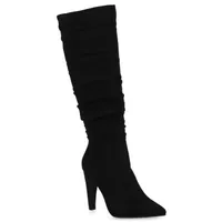Mytrendshoe Damen High Heels Stiefel Leicht Gefütterte Stiletto Slouch Boots 832078, Farbe: Schwarz, Größe: 38