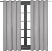 2 Stück Ösenschal Leinen Look Blickdicht 140 (B) x 245 (L) Ösenvorhang Ösengardine Gardine Gardinen Ösen Vorhang Vorhänge Hellgrau