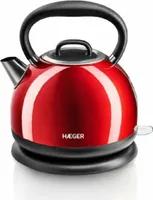 Haeger EK-22R.021A, 1,7 l, 2200 W, Černá, Červená, Nerezová ocel, Zabezpečení proti přehřátí, Bezkabelový