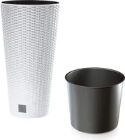 Blumentöpfe, Prosperplast, Rato Tubus, hoch rund, 15 L, Rattanimitat, weiß, 25x47,6 cm