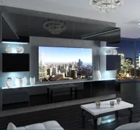 Wohnwand Schrankwand IMPERIA I 300 cm viele Farbkombinationen hochglanz matt SCHWARZ HOCHGLANZ IMP 3/5/W/B/0/0 mit LED Beleuchtung