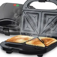 Sandwichmaker 750W, Sandwichtoaster für 2 Toasts, Antihaftbeschichtung, für Sandwich, Panini, Waffeln & mehr, abnehmbare Platten Schwarz Retoo