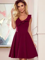 Koktejlové šaty model volánky, Numoco, červená. XL