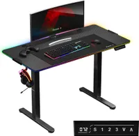 Huzaro Hero 8.2 RGB | LED Elektrisch Computertisch Bürotisch Schreibtisch Stehtisch 120 x 60 cm Höhenverstellbarer | Stufenlos verstellbar | Schwarz