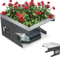 LZQ Mähroboter-Garage mit Pflanzkasten – Metall Unterstand 43×60×70 cm, wetterfestes Dach, Edelstahl Überdachung