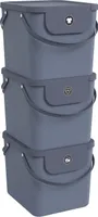 Rotho 3tlg.Wäschesortiersystem Set 40 L Albula aus Kunststoff - Wäschesammler mit Deckel - Wäschekorb 40,0 x 35,8 x 34,0 cm - Wäschesortierer