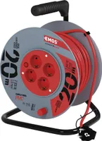 EMOS Kabeltrommel Schuko, 20m Kabel mit 1mm Querschnitt, 4 Steckdosen, Indoor Kabelrolle, Schutzklasse IP 20, P09220