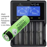 Akumulator litowo-jonowy Panasonic 18650 i 4-krotna szybka ładowarka litowo-jonowa
