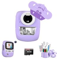 Fine Life Pro Kinderkamera, 30MP Sofortbildkamera WiFi 1080P Selfie Digitalkamera 2,4 Zoll mit 32GB TFKarte, Geschenk für Jungen Mädchen, Violett