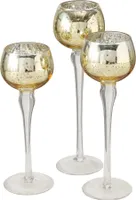 Windlicht Minou Glas H 18/20/22cm gold glanz 3er Set
