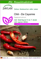 SAFLAX - Chili - De Cayenne - 20 Samen - Mit keimfreiem Anzuchtsubstrat - Capsicum annum