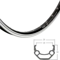 windmeile | Schürmann YAK Felge, 28 Zoll, in Schwarz, ungeöst, Hohlkammerfelge, Autoventil/ Schrader-Ventil, E-Bike, Elektro Fahrrad, Pedelec