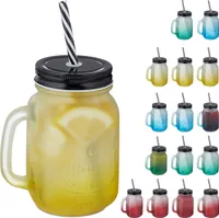 relaxdays Bunte Trinkgläser mit Deckel 16er Set