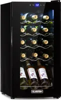 Klarstein Weinkühlschrank, 1 Zonen Getränkekühlschrank Klein, Kleiner Weinschrank 53L, Wein-Kühlschrank Klein mit Glastür, Indoor/Outdoor Flaschenkühlschrank, Wine Fridge 5-18°C, 15 Flaschen