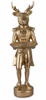 Großer Hirsch Butler | gold Design 44x19 cm | Dekofigur Nostalgie | Hirschfigur Figur