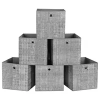 Set von 6 faltbaren grauen Stoff-Aufbewahrungswürfeln - 30x30x30 cm