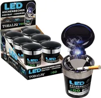 2 x Auto-Aschenbecher mit LED Windaschenbecher mit Deckel Gluttöter Licht 2go