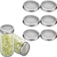 6 Stück Sprossengläser Deckel,Edelstahl Sprossenglas Deckel Kit,Belüftung Weithals Einmachgläser Für Samenkeimen Salatsprossen,die Herstellung(Enthält nur Edelstahlgitterabdeckung)