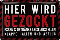 Retro Blechschild, Gaming Schild, HIER WIRD GEZOCKT Türschild bitte nicht stören, Gamer Geschenk - Gaming Zone - lustige Deko Jugendzimmer