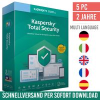 Kaspersky Total Security 2024 (Plus) | 5 Geräte | 2 Jahre | PC/Mac/Mobilgeräte | Sofortdownload