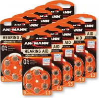 ANSMANN Hörgeräte-Batterie, HEARING AID, PR48, Größe 13, 60 Stück