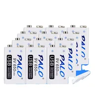 Nabíjecí baterie 9V, kapacita 650mAh, nabíječka Micro USB, 12 kusů