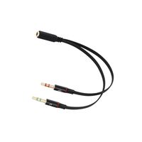 Audio Splitter Kabel schwarz Y Adapter Kopfhörer Headset 3,5 mm Klinke Computer