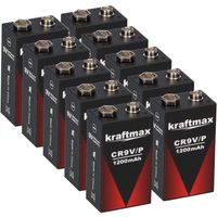 10x Kraftmax Lithium 9V Block Hochleistungs- Batterien für Rauchmelder Feuermelder - 10 Jahre Batterie Lebensdauer