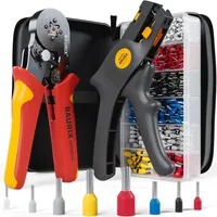 BAURIX® Crimpzange Set mit 1800 Aderendhülsen Set und Abisolierzange, Aderendhülsenzange selbsteinstellend für 0,25-10mm², Krimpzange, Crimp Zange