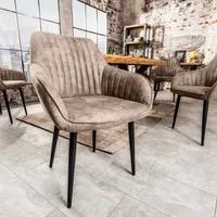 riess-ambiente Edler Design Stuhl TURIN vintage taupe grau mit Armlehne Esszimmerstuhl Essstuhl Wohnzimmerstuhl