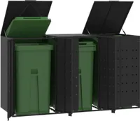 Box na odpadky pro 3 tuny černý 207x79x117 cm ocelový