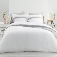 3tlg. Luxus Perkal Bettwäsche 240x220 Baumwolle Bettdecke Übergröße Bezug weiß