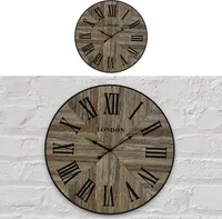 Wanduhr XL Ø60cm natur Vintage Shabby Chic Küchenuhr Uhr Wohnzimmeruhr batteriebetrieben