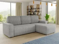 Ecksofa Roma L mit Schlaffunktion und Bettkasten - Cord Stoff - L-Form Couch, Polstersofa, Schlafsofa, Sofagarnitur (Grau (Poso 110))