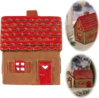 LS-LebenStil Teelichthaus Lichterhaus Nyhavn 14cm Braun Rot Keramik Fachwerkhaus Teelichthalter  Windlicht Kerzenständer Wohnzimmer, Fensterbank