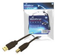 MediaRange USB Kabel A -> B St/St 5.00m sw Blister