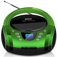 Cyberlux Tragbarer CD-Player | USB | Bluetooth | FM-Radio | 20 Speicherplätze | AUX IN | Kopfhöreranschluss | Kinder Radio | CD-Radio | Boombox | grün