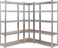 Zestaw 3 regałów AREBOS do dużych obciążeń, kombinacja regałów narożnych, nośność do 875 kg, montaż za pomocą systemu wtykowego, solidna metalowa konstrukcja