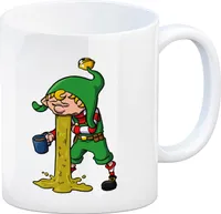 Kotzender Weihnachtswichtel mit Glühweintasse Weihnachten Kaffeebecher
