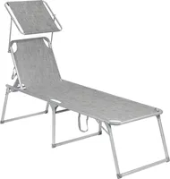 SONGMICS Gartenliege, Liegestuhl,Aluminium,groß,65x200x48cm,verstellbar grau