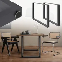 ECD Germany 2x Tischbeine / Tischkufen aus Vierkantprofilen, 70x72 cm, Anthrazit, pulverbeschichtete Stahl, Industriedesign, DIY Metall Tischgestell